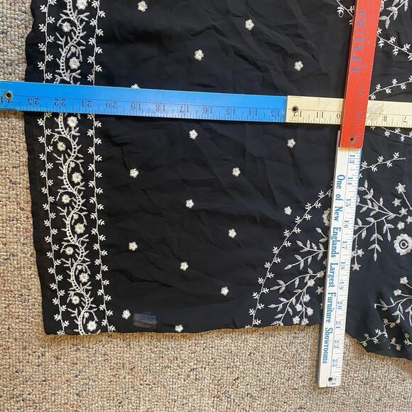 Y2K American Eagle Sheer Top Black White Embroidered Summer Beach Women L - Picture 3 of 5